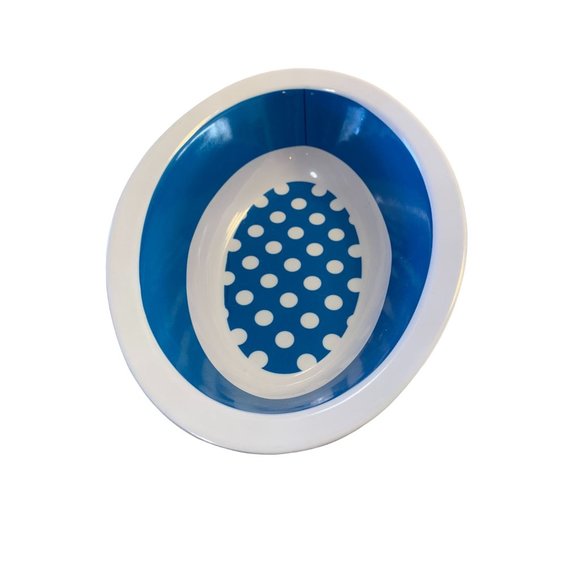 New Blue White Polka Dot Melamine 10 in OVal Vegtable Serving Bowl - Picture 1 of 4